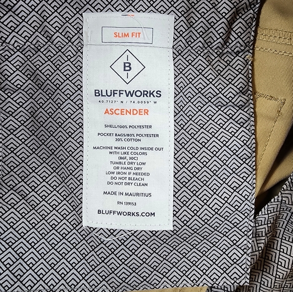 BLUFFWORKS Ascender Performance Chino Pants Khaki Tan 31 x 31 - Picture 8 of 9